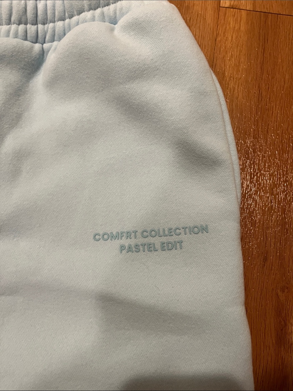 Women's Straight Leg SweatPants in Light Pastel Blue with Elastic Waist - Picture 3 of 4